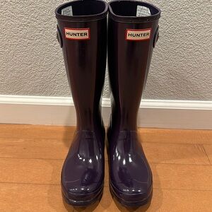 Big Girl’s Hunter Rain Boots, Purple size 5